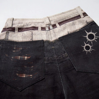 Nouveau jean vintage américain rétro à coupe incurvée, pantalon en denim ample et élégant à imprimé large pour hommes et femmes