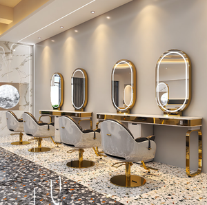 Miroir de coiffure double face haut de gamme Zs pour salons de coiffure et barbiers, avec éclairage dédié, fixation murale ou au sol, design simple face - Product Image 2