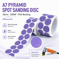 Disque de ponçage pyramidale 32 mm, grain 2500, support violet PSA, papier abrasif pour finition de peinture automobile, polissage ultra fin