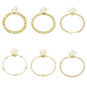 Cross Pattern Gold Plated Stainless Steel <b>Bracelet</b> <b>Set</b> Unisex Jewelry Fashion Accessory - Product Image 5