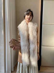 ZDFURS Écharpe en fourrure de mouton mongole et tibétaine de qualité Double face Long col en fourrure de peau entière d'hiver épaissi - Product Image 6