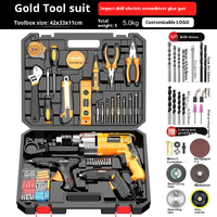 Kit de boîte à outils de perceuse électrique domestique Portable ensemble complet combinaison de coupe perceuse électrique en acier OEM pris en charge paquet de boîtier rigide