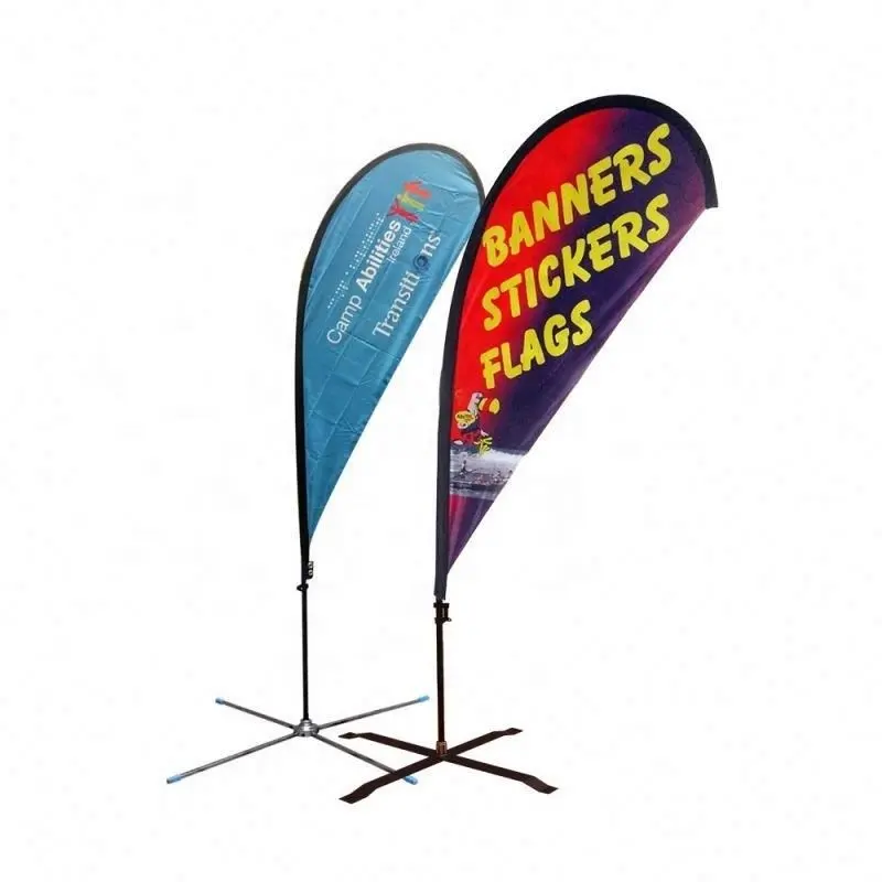 Customized Design Logo Printed Outdoor Advertising Double Sided Teardrop Stand Beach Flag Tent Tablecloth Beach Flag