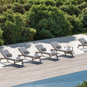 เก้าอี้อาบแดดไม้สัก ดีไซน์หรูหรา สำหรับกลางแจ้ง ชายหาด  พร้อมเบาะโฟมแห้งเร็ว สำหรับสระว่ายน้ำ - Product Image 5