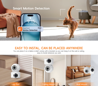 Caméra de sécurité intérieure à double objectif PIX-LINK avec vision nocturne couleur, détection de mouvement intelligente, audio bidirectionnel, WiFi 2.4G