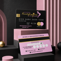 Cartes de fidélité VIP personnalisées imprimées en noir et rose avec numérotation et code-barres en feuille d'or pour les packs de membres de salons de beauté