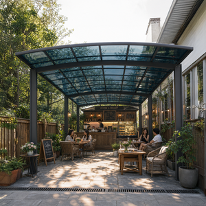 Pergola <span class=keywords><strong>de</strong></span> terrasse en aluminium avec toit en polycarbonate |   Abri <span class=keywords><strong>de</strong></span> restauration en plein air pour restaurant, hôtel, terrasse, cour - Product Image 1
