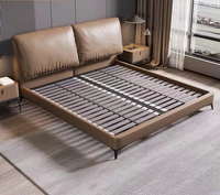 Lit King Size de luxe, style italien moderne, mobilier de chambre à coucher en bois, lit double confortable en cuir souple