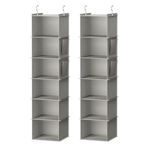 Fabric Non-woven 6 Shelf Hanging Closet Organizer Foldable Wardrobe Clothes <b>Storage</b> Shoe Organizer Hanging Bag - Product Image 1
