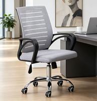 Chaise de bureau moderne personnalisée pivotante avec support lombaire, dossier mi-haut en tissu, ergonomique, entièrement en maille, hauteur réglable, pour chambre à coucher