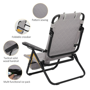 Chaise de plage pliable réglable et légère, confortable, avec accoudoirs, idéale pour le camping - Product Image 3