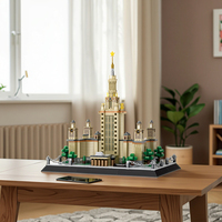 Wange 4227, Rusia, Universidad Estatal de Moscú, edificios emblemáticos del mundo, torre de esquina, modelo de montaje, juguete de bloques de construcción de partículas pequeñas