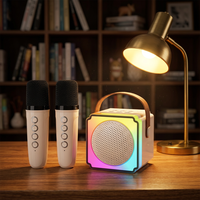 Enceinte Bluetooth portable K13 avec lumière ambiante RVB, deux microphones, karaoké sans fil pour enfants en extérieur, audio