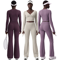 Vêtements de sport pour femmes en gros, tenues de fitness et de yoga, vêtements de gym pour femmes, Ropa Deportiva Mujer, ensembles de yoga sans couture taille haute pour femmes