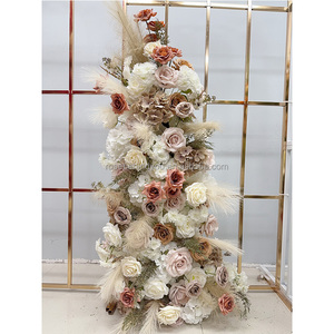 Arrangements floraux artificiels personnalisés en hortensias rose fardé au chocolat pour décorations florales de fond de scène de mariage et allées. - Product Image 6