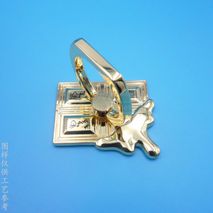Electroplated Zinc Alloy Logo Ring Holder Gold Rotatable Bottom <b>Desktop</b> Phone <b>Stand</b> - Product Image 2