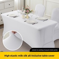 Housse de table carrée extensible 4ft 6ft, jupe de table cocktail élastique lavable anti-poussière pour mariage, banquet, hôtel, fête