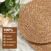 Sets de Table Bohème en Jacinthe d'Eau et Rotin Naturels Tressés, 12 Pouces 13 Pouces, Nattes de Table Rustiques et Champêtres pour la Salle à Manger