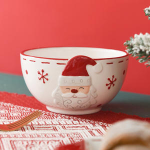 Bol en céramique Père Noël, saladier de style occidental, vaisselle, assiette de Noël en céramique - Product Image 5