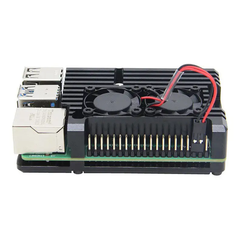 Лидер продаж корпус из алюминиевого сплава для Raspberry Pi 4 Модель B с двойным охлаждающим вентилятором