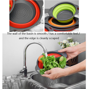 Panier égouttoir pliable télescopique en PP+TPR pour évier de cuisine, avec filtre, facile à nettoyer, lavage à la main uniquement - Product Image 6