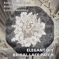Accessoires de coiffure de mariée DIY, patchs brodés en dentelle de maille, appliques 100% polyester élégantes pour robe de mariée, de 3'' à 3 7/8''