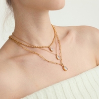 Collier Bowei en acier titane 18 carats avec zircon, style minimaliste et luxueux, ambiance haut de gamme