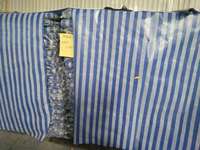 Rouleau de bâche en PP tissé anti-corrosion, rayures bleu foncé et blanc, taille personnalisée, pour usage extérieur en jardin, ferme et entrepôt