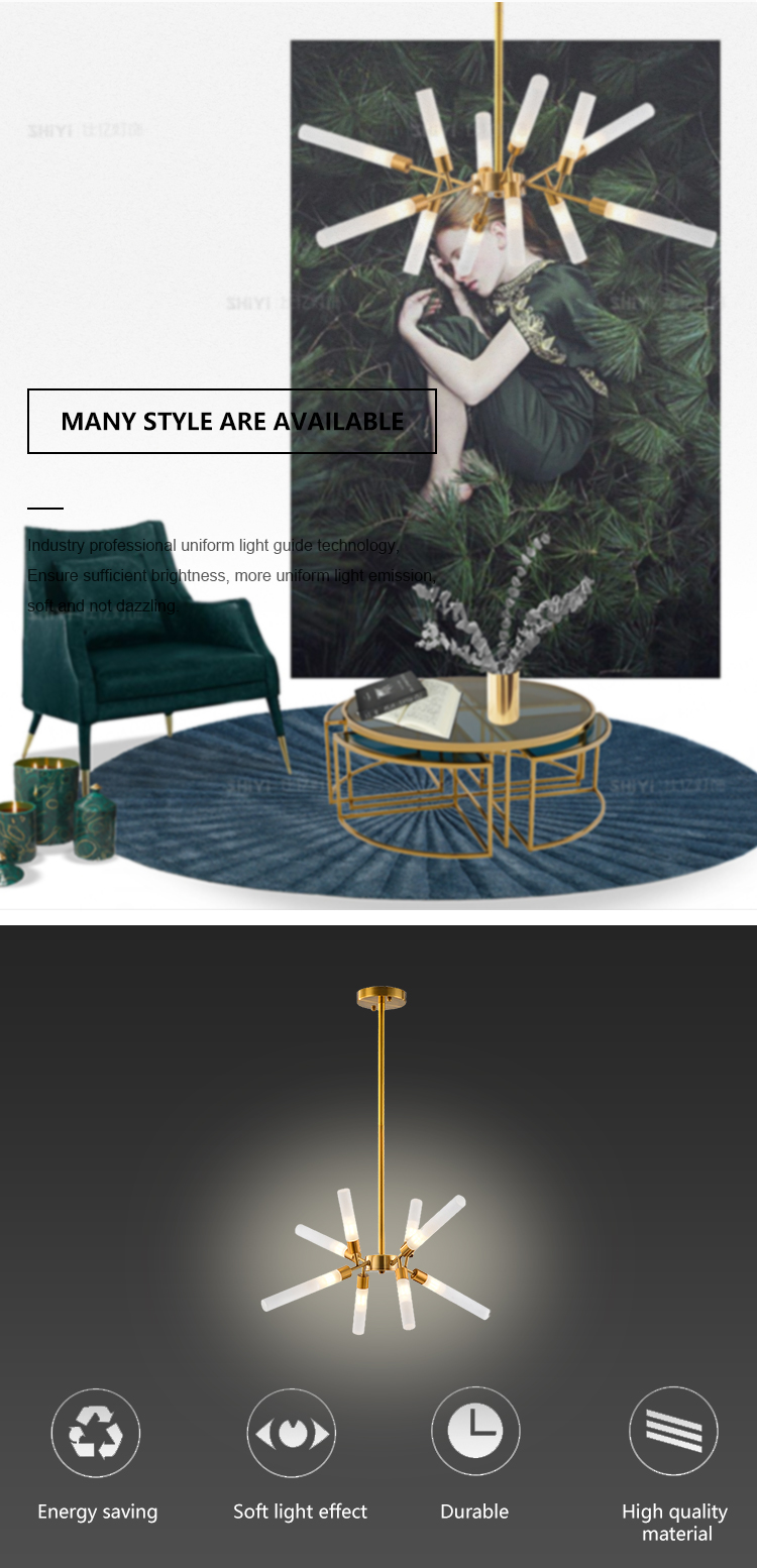 New Product Hanging Decoration Residential Restaurant Metal Glass G9 Chandelier Light