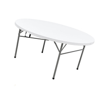 Table ronde pliable de 5 pieds en plastique moulé par soufflage, 10 places, empilable, pour usage commercial et événements