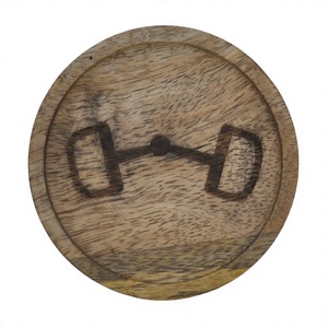 Sous-verres ronds décoratifs en bois, style mors de cheval, pour tasses à thé, café, bière, verres, présentoirs et napperons de table - Product Image 1