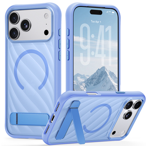 Coque magnétique transparente anti-traces de doigts antichoc à ondulations diagonales 360° pour <span class=keywords><strong>iPhone</strong></span> 18 17 Pro Max °   Support rotatif - Product Image 1