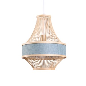 โคมไฟแขวนสไตล์นอร์ดิกทรงกลมหลอดไฟ E27 โคมไฟศิลปะไม้ไผ่สำหรับห้องนอนห้องรับประทานอาหาร - Product Image 1