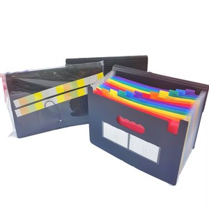Organizador de archivos de expansión de PP con cubierta negra de 12 bolsillos con bolsillos interiores de arcoíris, organizador de documentos de acordeón para uso en oficina - Product Image 5