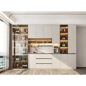 Ensemble de meubles de <span class=keywords><strong>salle</strong></span> <span class=keywords><strong>à</strong></span> <span class=keywords><strong>manger</strong></span> en bois massif écologique et élégant, armoire <span class=keywords><strong>à</strong></span> vin, personnalisable pour hôtel, rangement complet pour la maison - Product Image 1