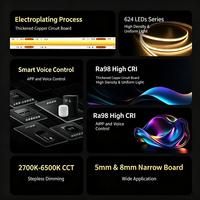 Barre lumineuse LED sans pilote Cob 220V, bande lumineuse linéaire flexible longue pour plafond domestique 110V, certifiée IP20 ROHS, sans PVC