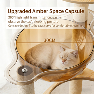 Venta al por mayor: Torre de juegos para gatos moderna con cama, jaula, casa de madera y cápsula espacial, con soporte de pata de gato - Product Image 6
