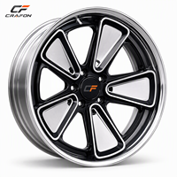 Jantes en alliage forgé CF 5x130 compatibles avec 911, 5 trous, noir, face usinée argentée, concave profond, jantes sport