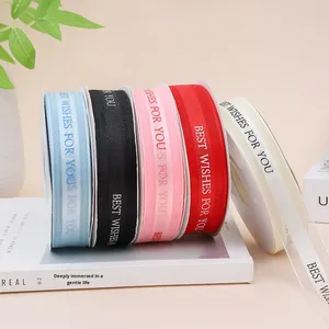 2.5cm Glitter dicetak 100% poliester tepi Satin benang pita tenun Inggris untuk kotak kue kemasan kotak hadiah - Product Image 2