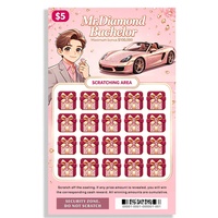 Cartes de loterie à gratter personnalisées de style romantique avec données variables Mr. Billets de loterie roses sur le thème de la fête prénuptiale pour événements de mariage