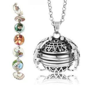 20213 Colors Angel Wings Expanding Photo Locket Necklace Romantic Flash Memory Family Photo Locket Necklace