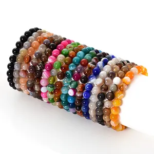Braccialetti di pietre preziose di agata naturale del botswana braccialetti di perle di pietra curativa per gioielli da donna pulsera mujeres