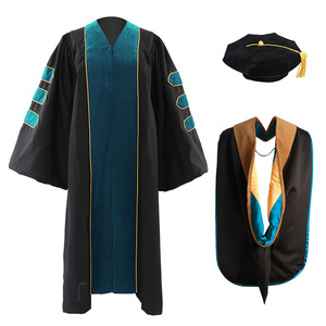 Jing Zherui <b>Doctoral</b> Graduation Gown <b>Set</b> With Cap And Hood For Academic Ceremony Adult Unisex Woven Fabric - Product Image 4