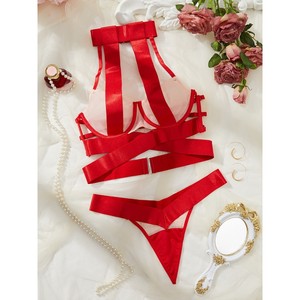 Ensemble de lingerie sexy en maille transparente à croisements, un produit très vendu dans le commerce électronique transfrontalier d'Europe et d'Amérique. - Product Image 4