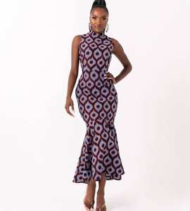 Nouveau Africa Super Cotton Clothing African Kitenge Dress Designs Ankara Sleeveless Midi Mermaid Dress for Summer - Product Image 6
