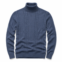 Pull col roulé en maille torsadée coupe ajustée côtelé extensible à manches longues pour homme automne hiver vente en gros