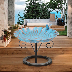 Bain d'oiseaux et mangeoire en métal de luxe, résistant aux intempéries, installation facile, montage au sol, design moderne pour la décoration de jardin extérieur - Product Image 3