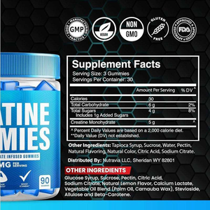 Gummies de créatine OEM en gros – 5000 mg de créatine monohydrate, 120 unités – Gummies de créatine et électrolytes – Vente chaude en gros - Product Image 6