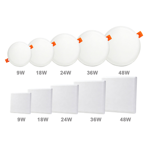 ไฟแผง LED บางเฉียบรูปทรงกลมและสี่เหลี่ยม 9W 18W 24W 36W 48W แสงเดย์ไลท์ 5000K ตัวเรือนพลาสติก ติดตั้งง่าย - Product Image 1