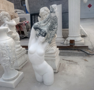 Décoration intérieure moderne sculptée à la main en <span class=keywords><strong>pierre</strong></span> naturelle déshabillage <span class=keywords><strong>buste</strong></span> de <span class=keywords><strong>femme</strong></span> statue en marbre - Product Image 5